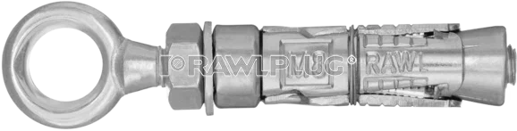 Анкерный болт распорный с крюком или кольцом RAWLPLUG RAWLBOLT 4-х лепестковой гильзы, оцинкованный